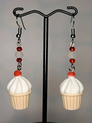 Handmade cupcake earrings new with crystals