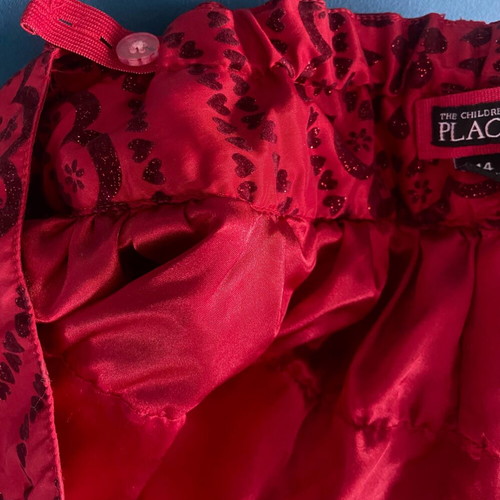 Red skirt like new midi with velvet patterns and glitter
