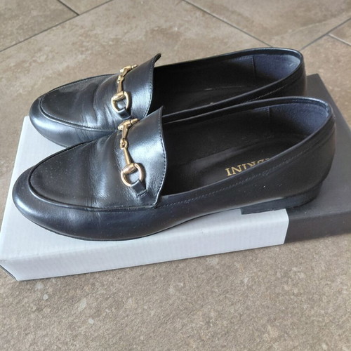 Labrini women's moccasins, black leather, size 36