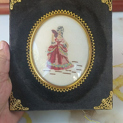 Vintage 2 handmade embroidered cross stitch framed artworks