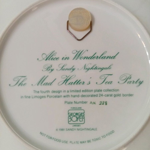 Vintage George Boyer Limoges "Alice in Wonderland" collectible plates set of 6 like new