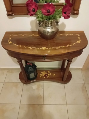 Console and mirror set new, handmade solid Greek walnut