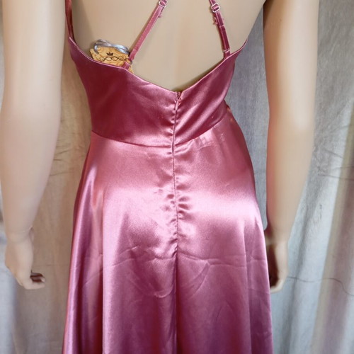 Satin dress new with adjustable straps, pink, size small