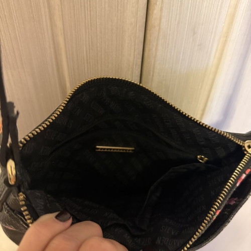 Steve Madden crossbody bag with colorful floral design, black