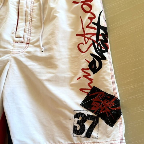 Men's Swim Shorts Large white/red with graffiti prints, like new