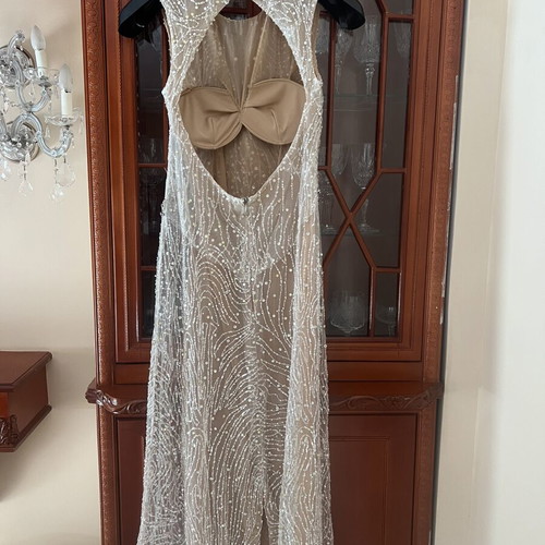 Christina Zafeiriou dress like new, beige and silver, sizes S M