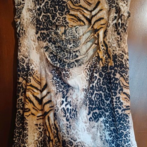 Beach dress used, elastic, size L, black and beige