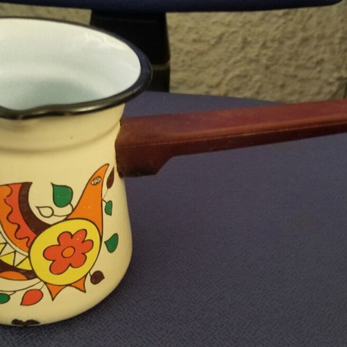 Vintage enamel briki coffee pot