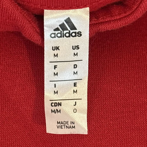 Adidas red hoodie with 3 Stripes, size M, like new