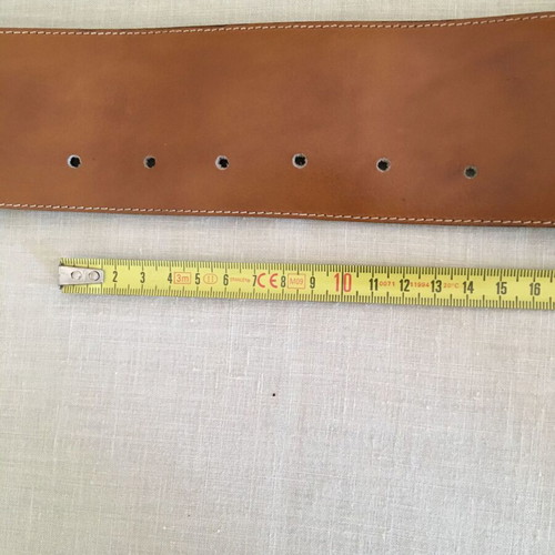 Vintage leather belt used, tan color, length 106 cm