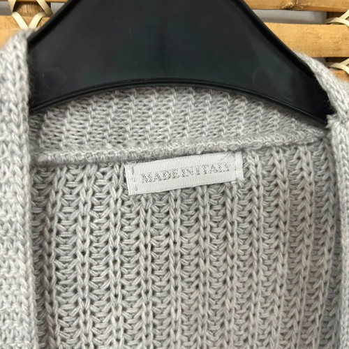Made in Italy Grey Long Knit Cardigan with Pockets