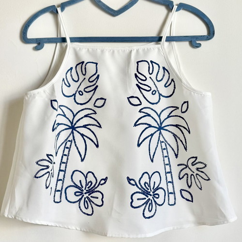 Shein White Tropical Printed Cami Top Size M New