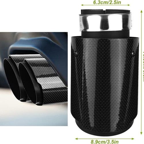 Exhaust Tips Carbon Stainless Steel Car Accessories 63mm In 89mm Out