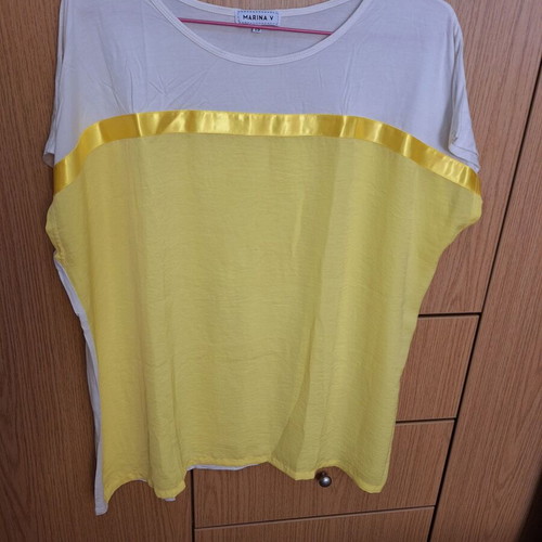 Marina women's blouse like new, yellow and white, size XXXL