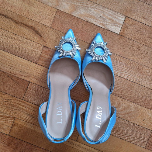 Summer heels like new turquoise with silver design, size 38 L.DAY