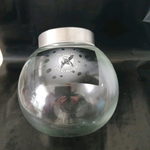 Collectible glass jar "Papagalos Loumidis" like new