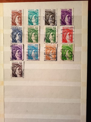 Vintage French Marianne postage stamps used, set of 23