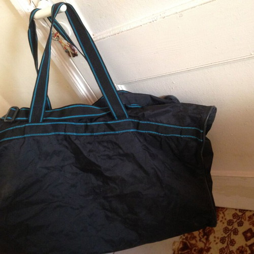 Vintage travel sack used 75 cm, waterproof, black-blue