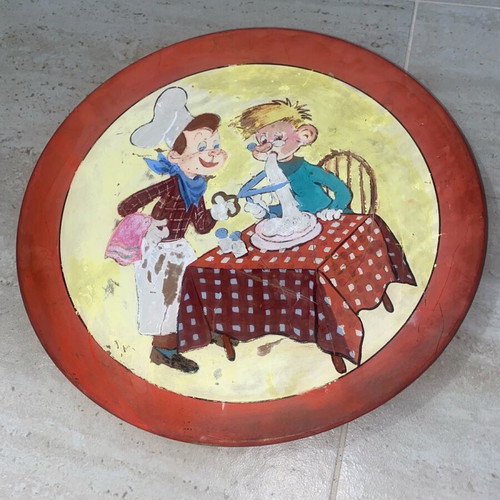 Decorative old clay plate used with minor scratches