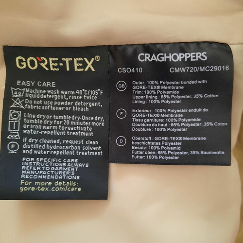 Craghoppers men's Gore-Tex jacket like new, beige, size L