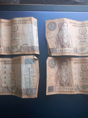 Cypriot pounds used, 4 banknotes £1