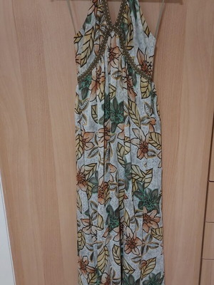 Long dress like new with zipper and lining, colorful, size S