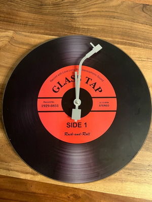 Vinyl wall clock like new, glass analog