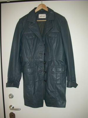 Γυναικείο δερμάτινο σακάκι More & More μεταχειρισμένο, μπλε, μέγεθος S