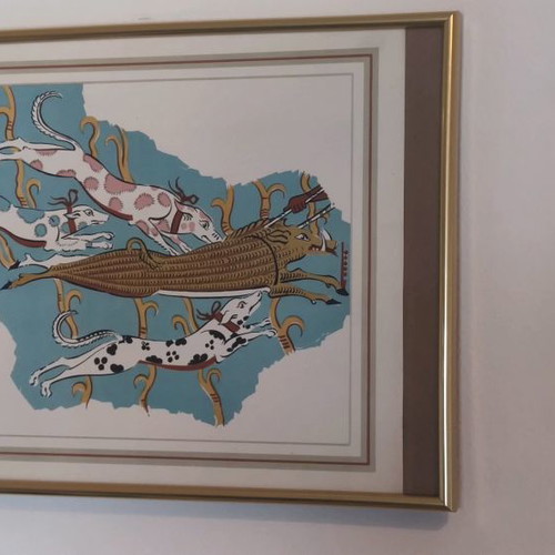 Mycenaean colored paintings used from frescoes and golden offerings