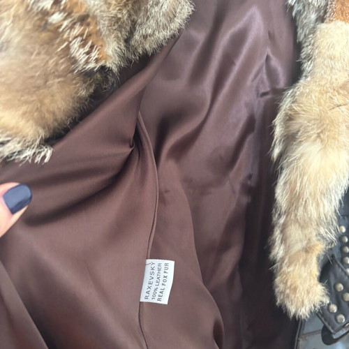 Miss Raxevsky leather jacket like new with fox fur collar and cuffs