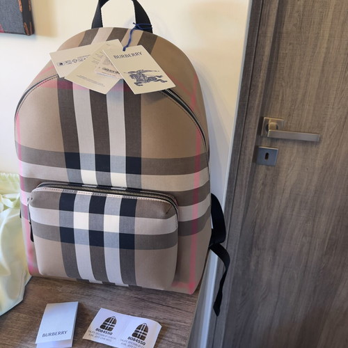 Burberry Jeff κλασικό καρό σακίδιο πλάτης καινούργιο, καμβάς και δέρμα