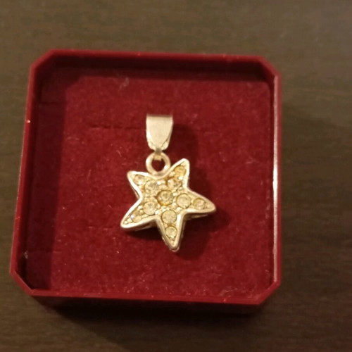 Silver pendant 925 used, star with zircon 2.5 cm