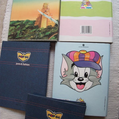 Small folders new, pack of 5, 1980-1990 decade with Indiana Jones, Tom & Jerry, Pop 84