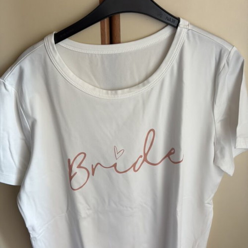 Bride T-shirt Mohito like new, white with rose gold Bride print
