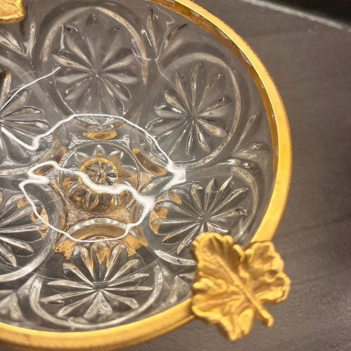 Vintage ashtray like new made of lead crystal and bronze