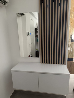 Entrance furniture with cabinet, mirror, hanging and shelves