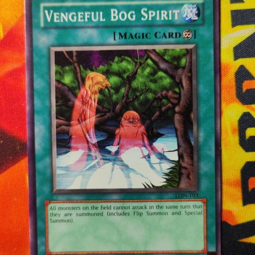 Yu-Gi-Oh! card Vengeful Bog Spirit used, American version LON 2002