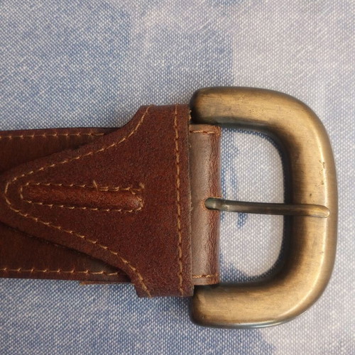Wide women's leather belt vintage style, brown