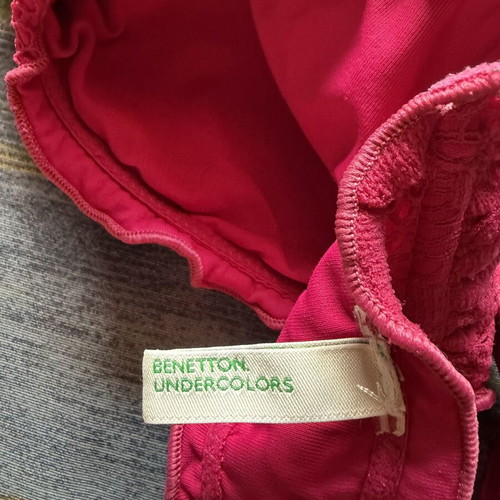 Benetton strapless bikini top used, pink, size 75B