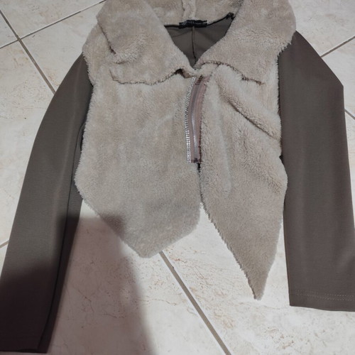 Jacket with fur and rhinestones on zipper, size small, like new