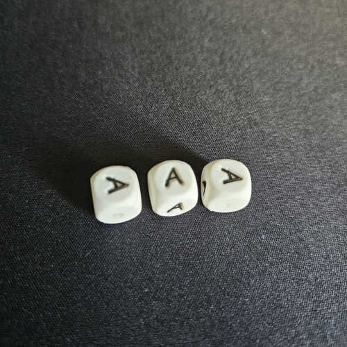 Silicone beads letter A, set of 3