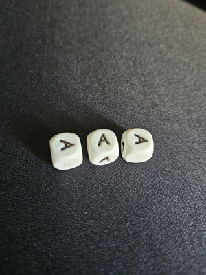 Silicone beads letter A, set of 3