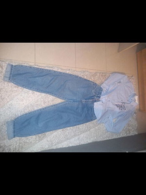 Enzzo high-waisted jeans and shirt like new, blue