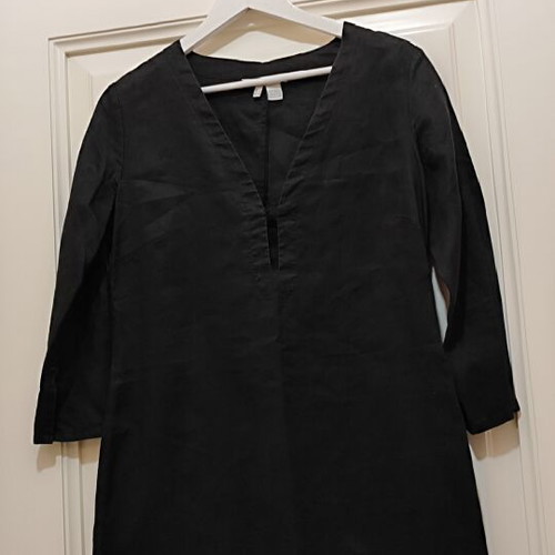 Zara Basic Black Ramie Shirt Dress Large like new