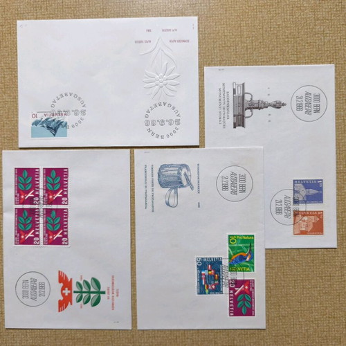 Swiss envelopes like new, collectible 1966–1986, set of 4