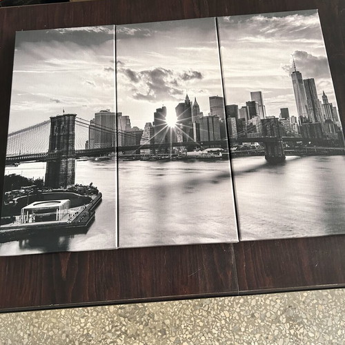 Triptych painting new, cityscape