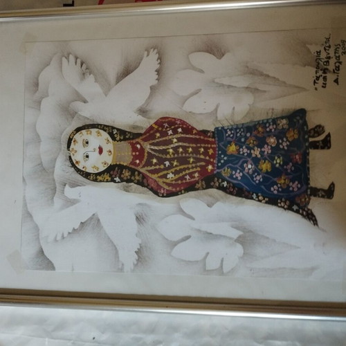 Folk Art Paintings like new, embroidery and hand-painted