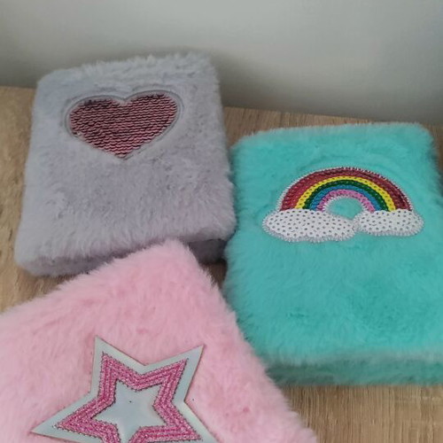 Set of furry notebooks with sequins, medium size