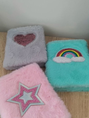 Set of furry notebooks with sequins, medium size