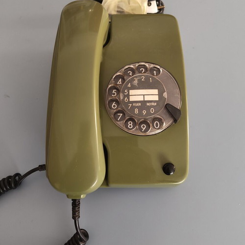 Siemens Vintage Rotary Dial Telephone Olive Green used